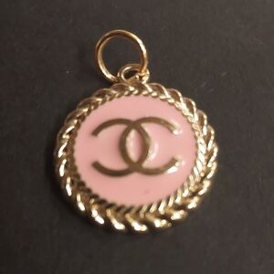 CC Pink Enamel and Gold Logo Charm Pendant